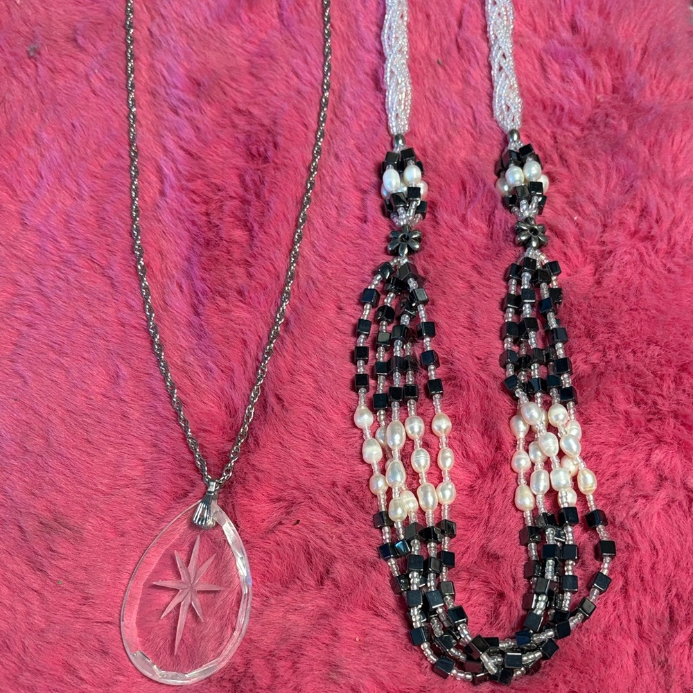 Vintage necklace bundle includes Hallmark cards Inc. twisted silver long chain w